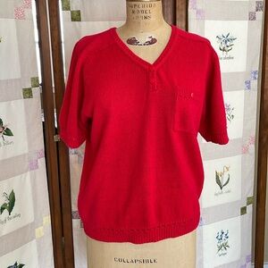 Lasting Comfort, vintage short sleeve, v-neck sweater w breast pocket
